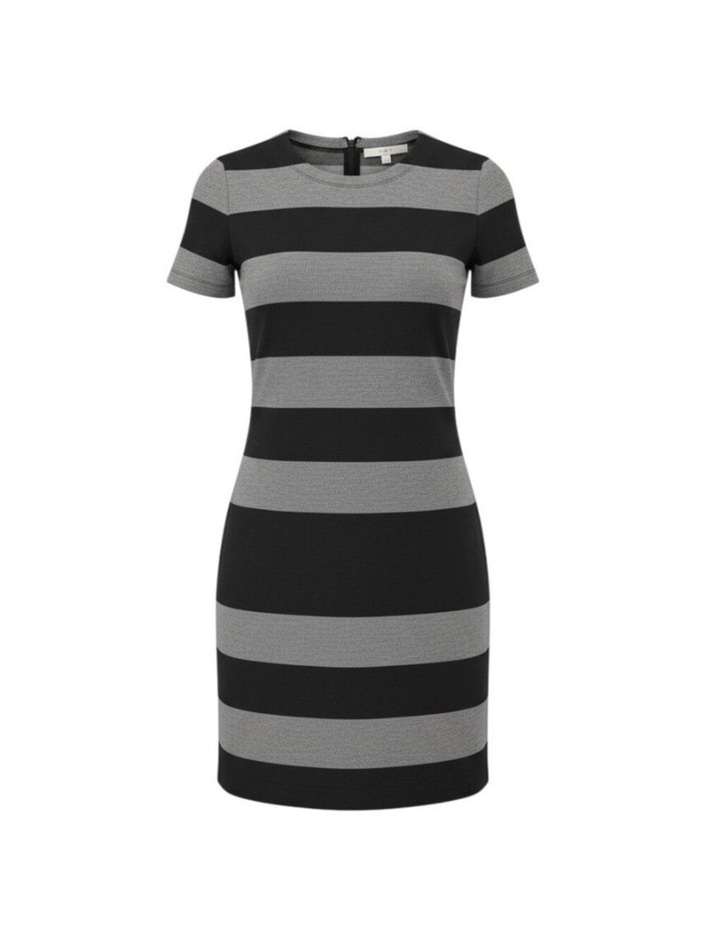 Ann Taylor Loft Black & Gray Striped Short Sleeve Sheath Dress S